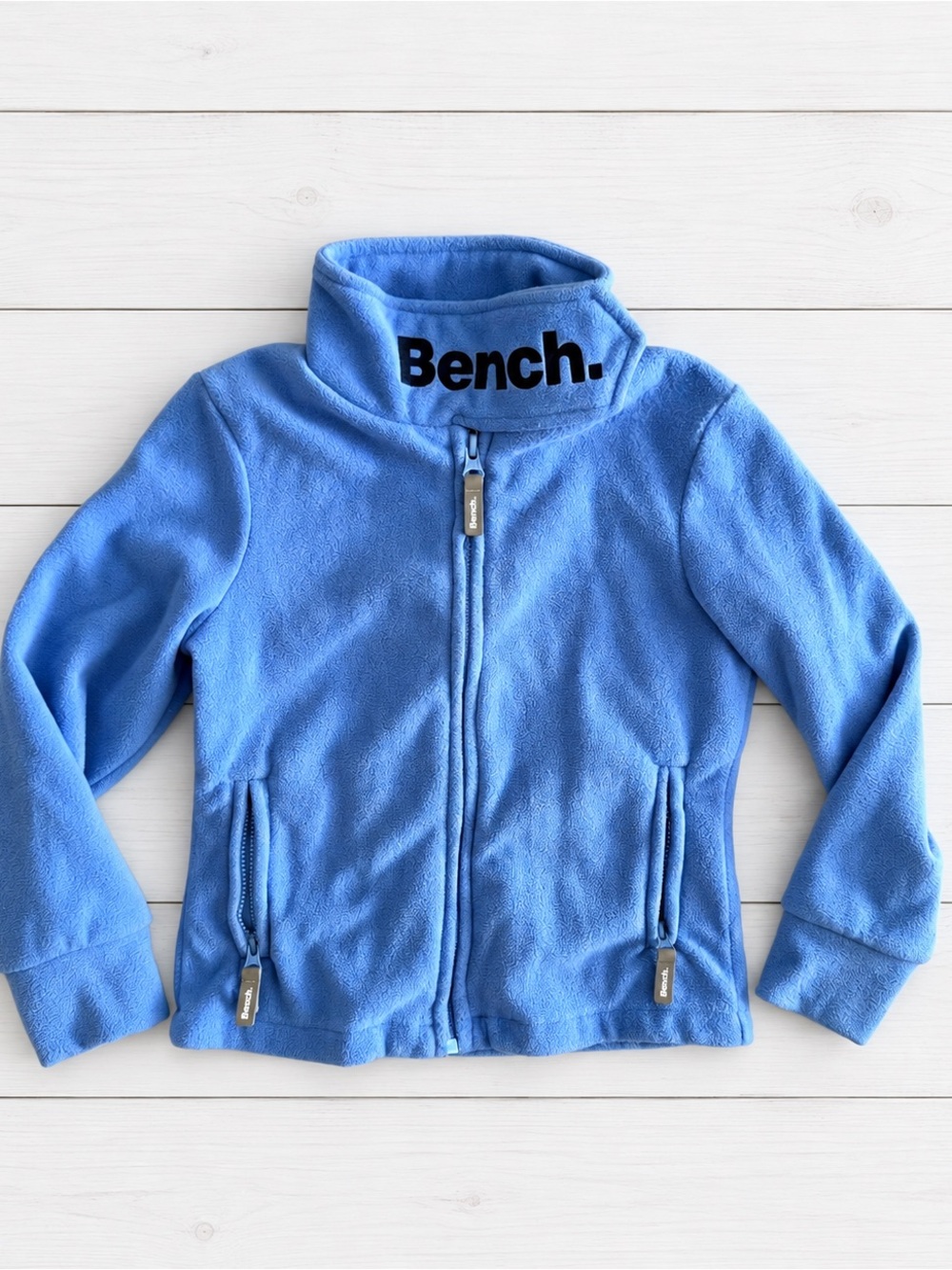 Bench Fleece Full Zip Sweater with Velcro Mock Neck Kids Size 6-7 years